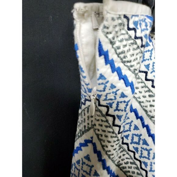 Guess Blue Skirt Set Sz Medium Tribal Print Short Zip Blazer Sz Large Skirt - Picture 4 of 10